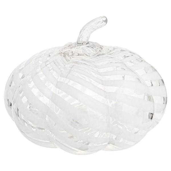 White Swirl Glass Pumpkin Small