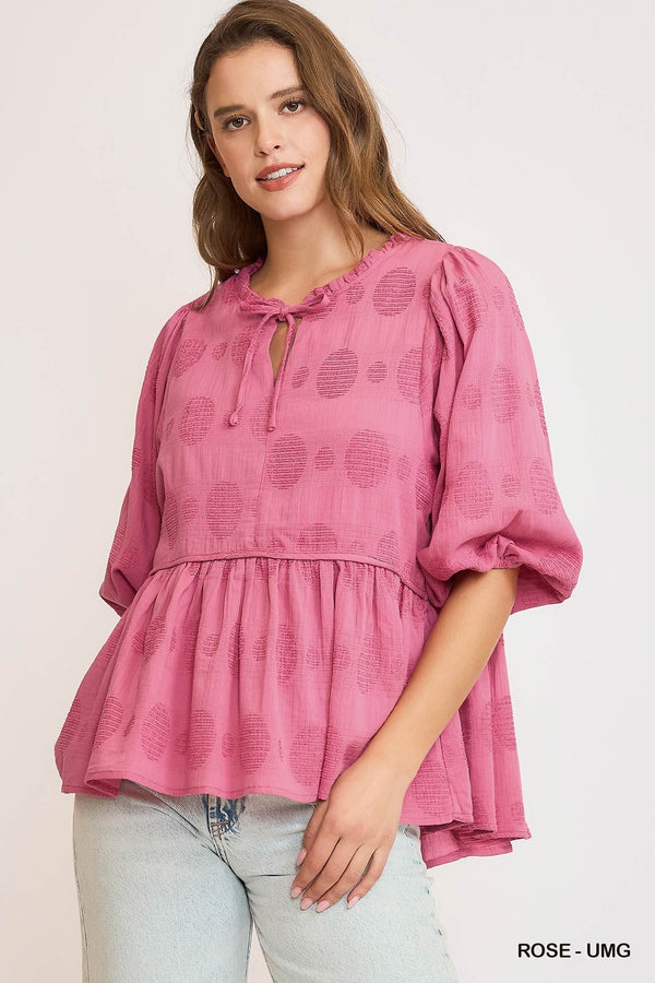 Swiss Dot Babydoll Top