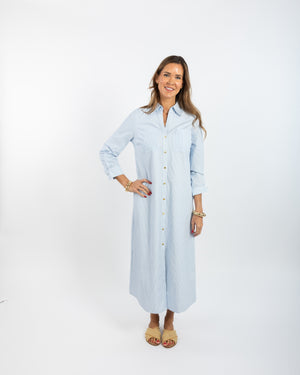 Harper Midi Dress - Blue Stripe
