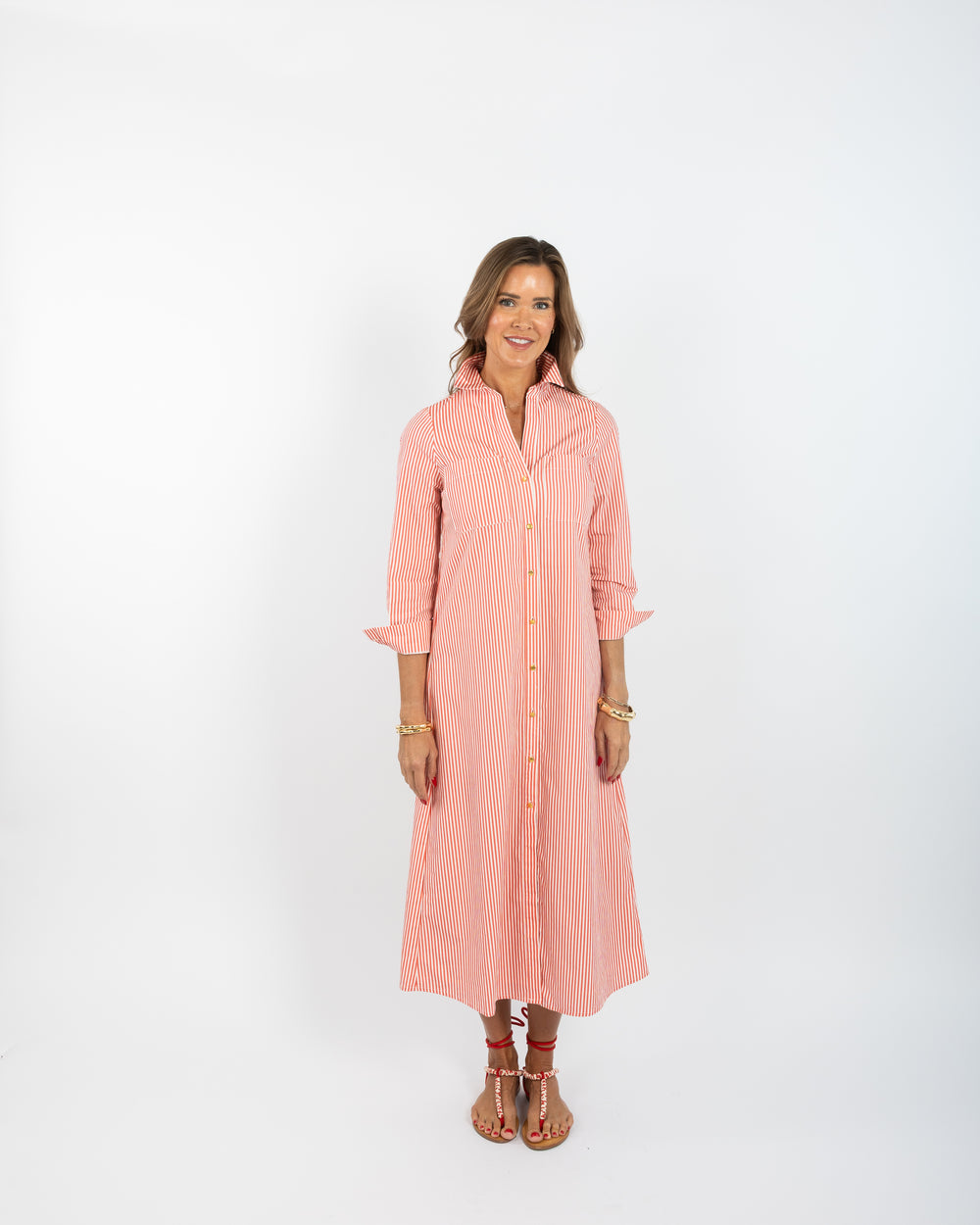 Harper Midi Dress - Red Stripe