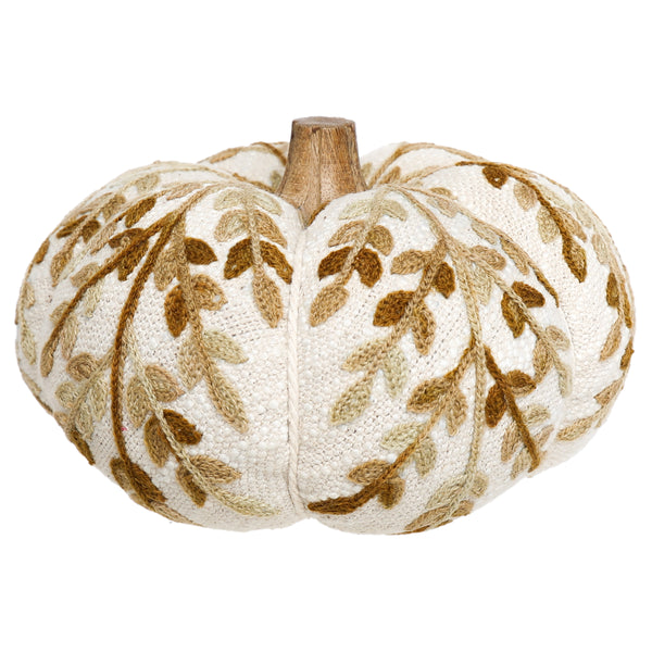 Tan Leaf Embroidered Pumpkin