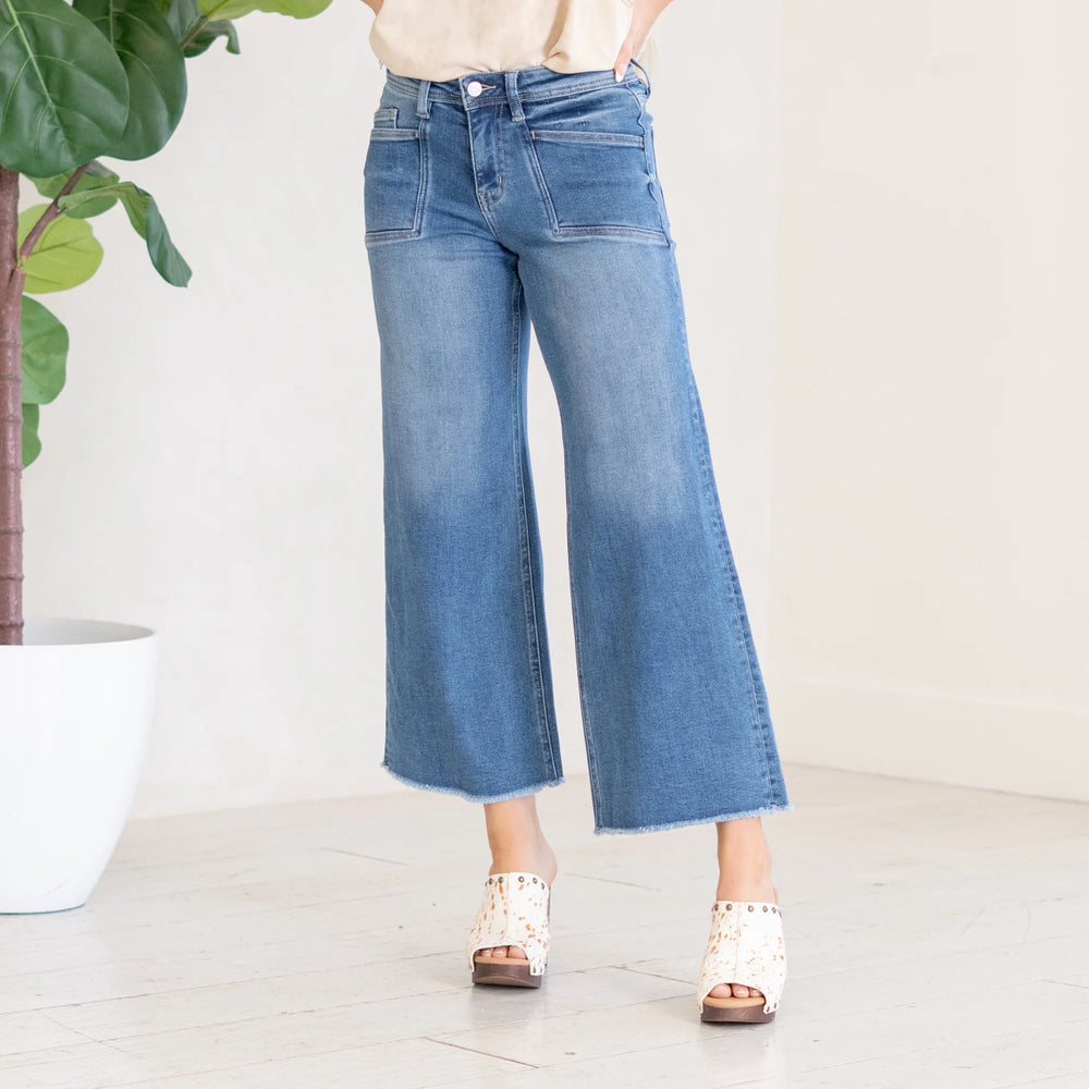 High Rise Wide Leg Ankle Jean