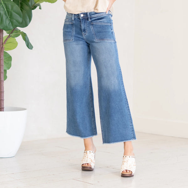 High Rise Wide Leg Ankle Jean