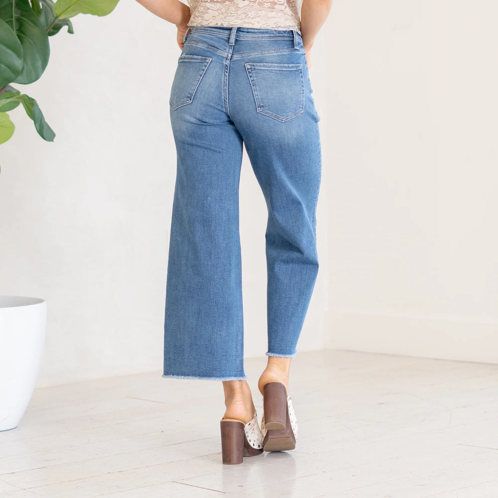 High Rise Wide Leg Ankle Jean