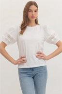Lace Puff Solid Top