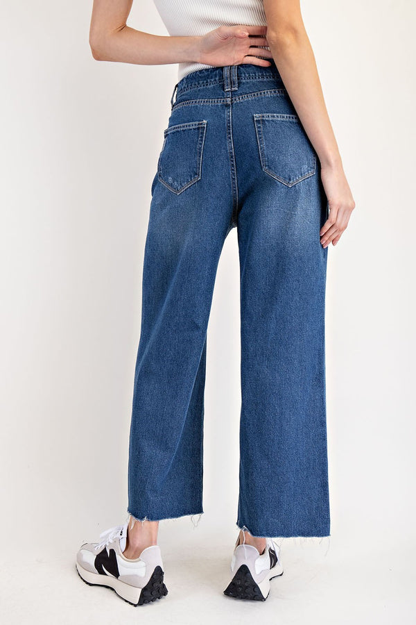 Raw Hem Straight Leg Jeans