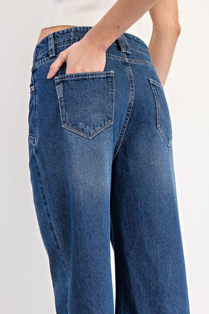 Raw Hem Straight Leg Jeans