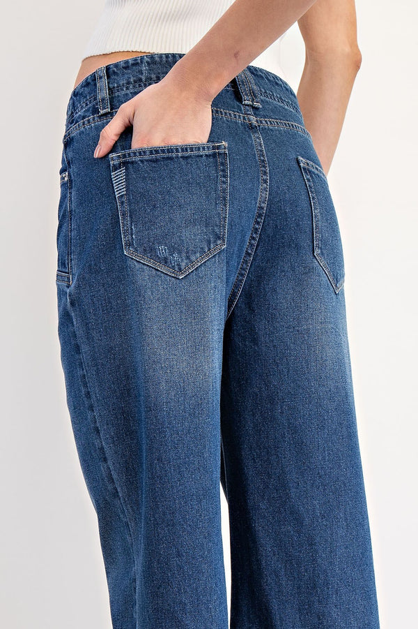 Raw Hem Straight Leg Jeans