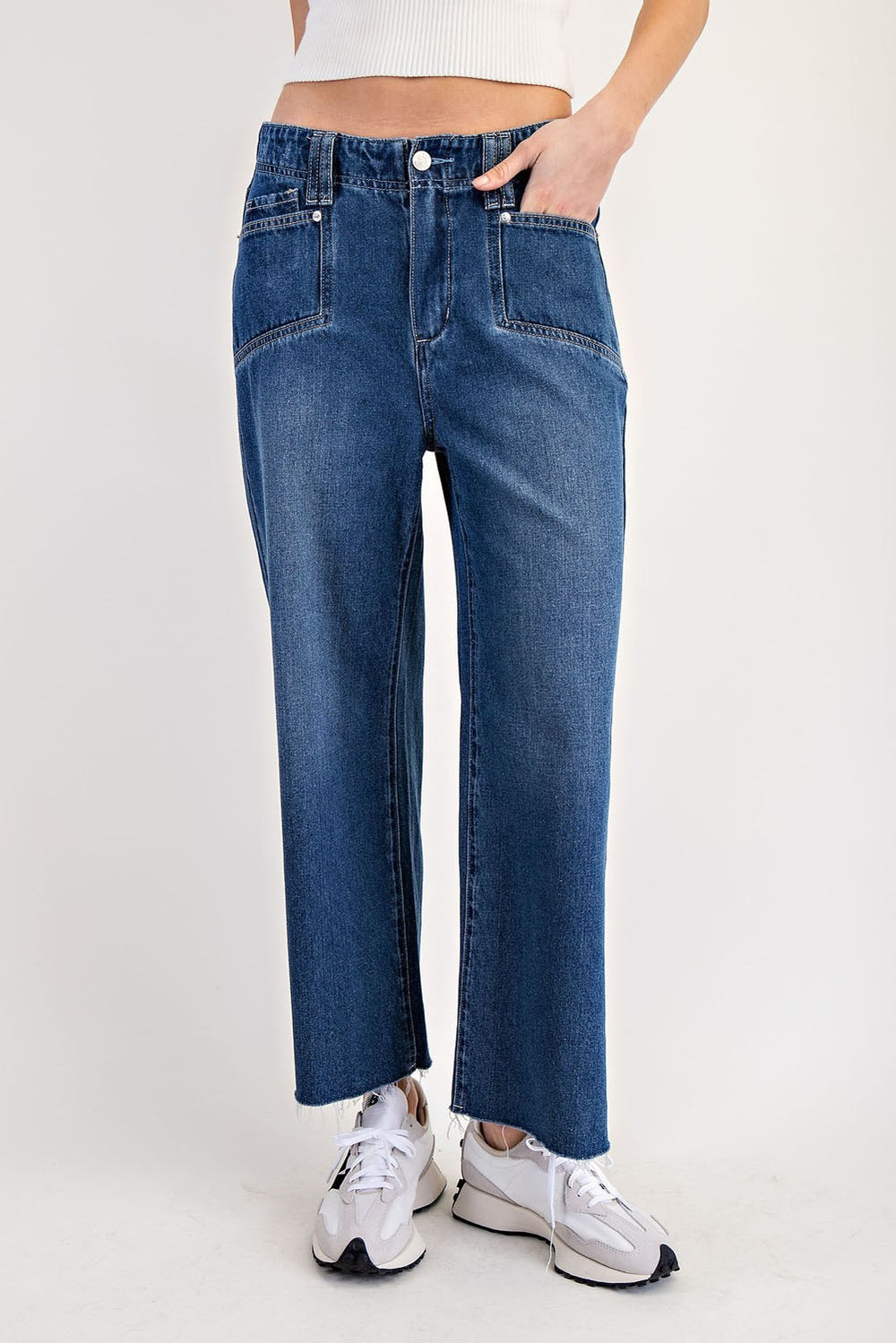 Raw Hem Straight Leg Jeans