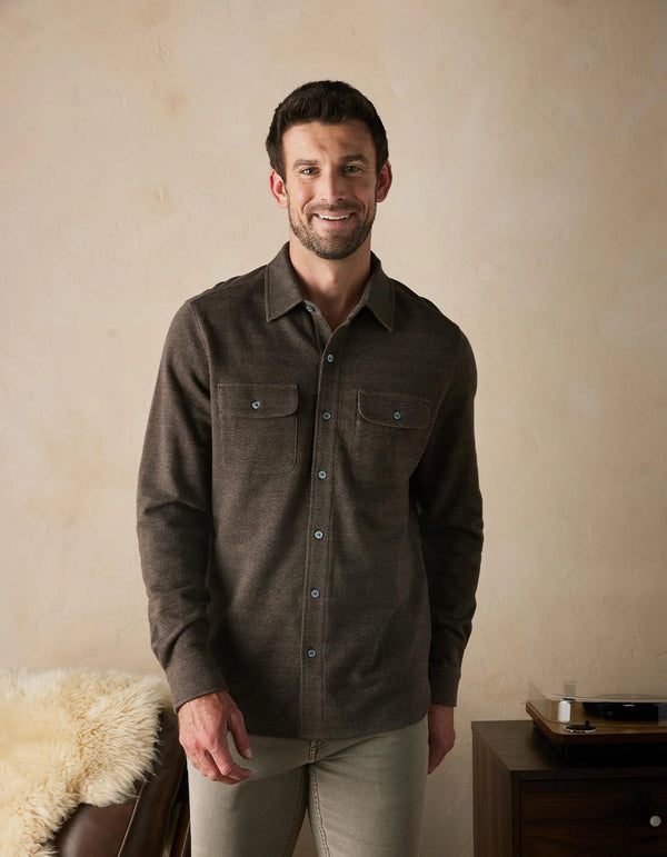 Textured Knit Button Up Shirt