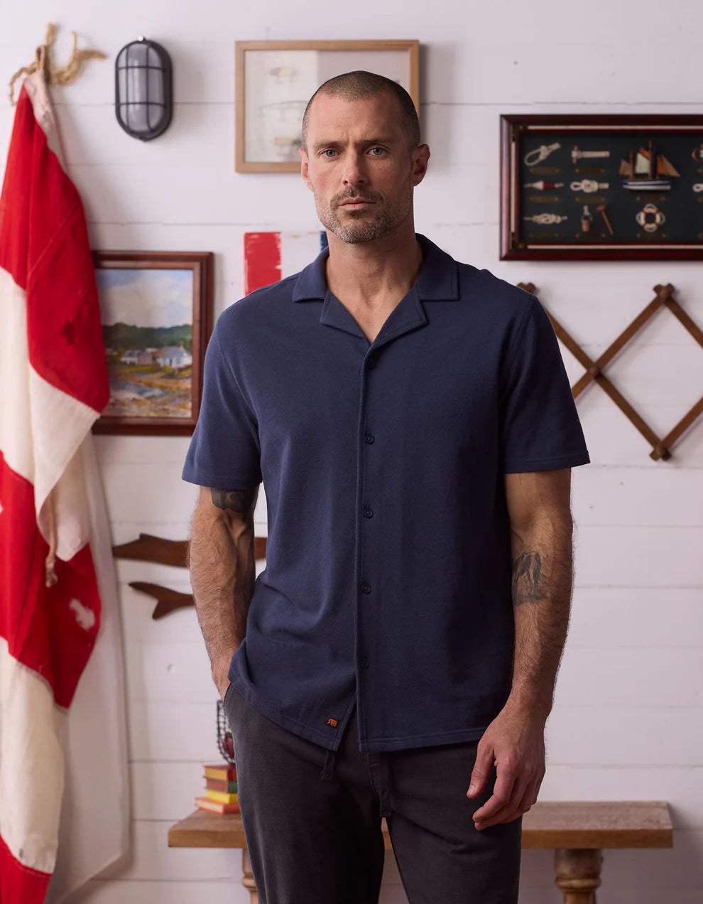 Cotton Pique Camp Shirt