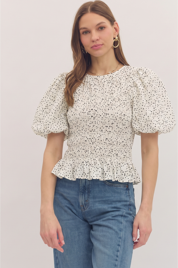Polka Dot Smocking Top