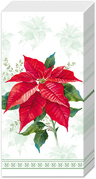 Classic Poinsetta Cream Pocket Tissue