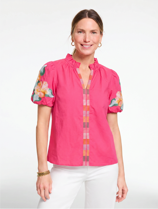 Fuschia Embroidered Top