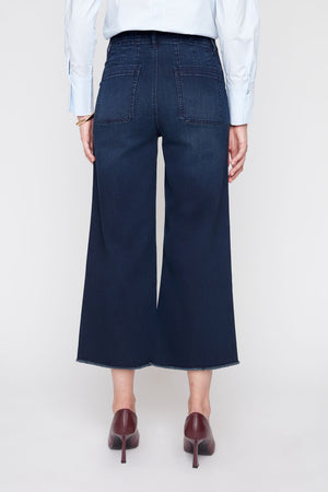 Renuar Wide Leg Cropped Denim Pants - Dark Indigo