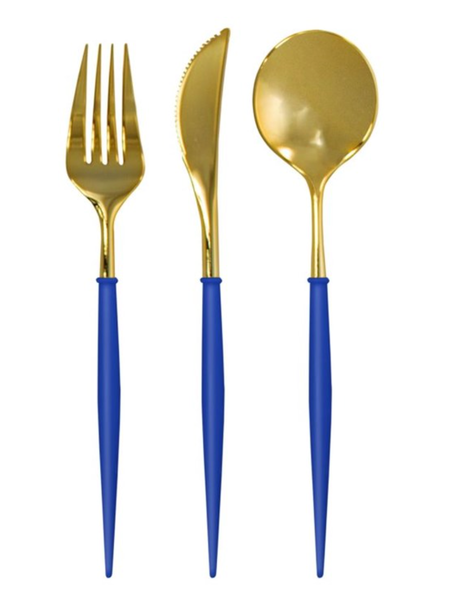 Bella Cutlery Gold/Blue Handle/24pkg