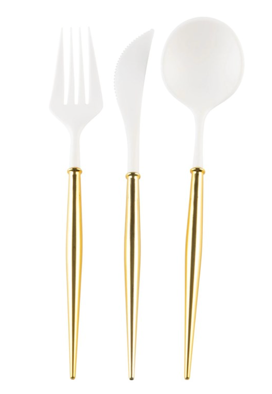 Bella Cutlery Gold/White Handle/24pkg