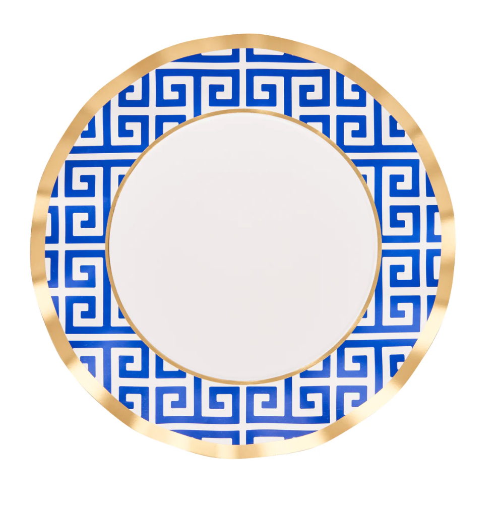 Greek Key Wavy Paper Dinner Plate/8pk
