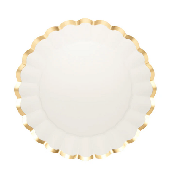 Scalloped Charger Plate Gold & White, 8 pkg