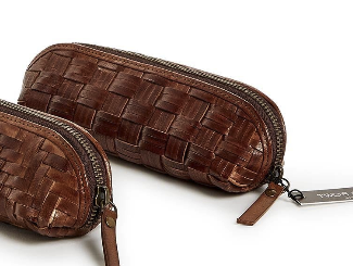 Chestnut Woven Leather Pencil Case