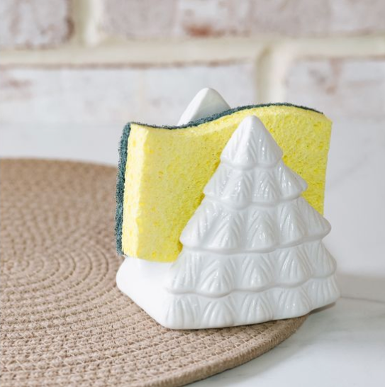 CERAMIC CHRISTMAS TREE SPONGE HOLDER