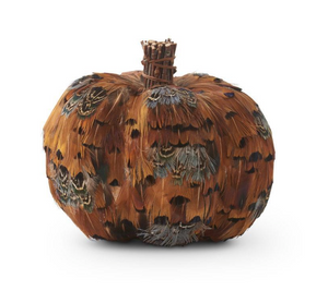 5" Orange & Brown Feather Pumpkin