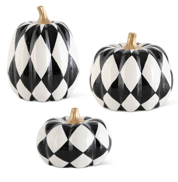 Ceramic Black & White Harlequin Pumpkins