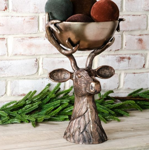 Antique Gold Deer Head with Bowl