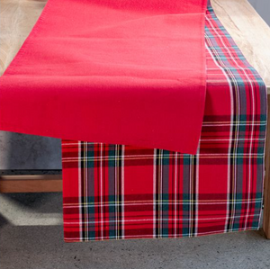 TARTAN PLAID/RED REVERSIBLE TABLE RUNNER