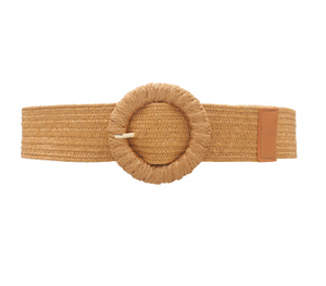 Circle Buckle Straw Belt