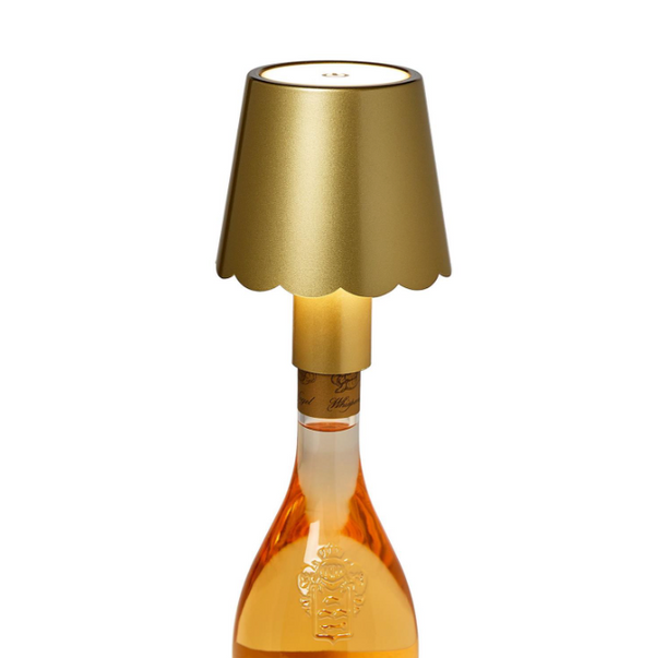LED Touchable Gold Scalloped Lampshade with Bottle Stopper in Gift Box