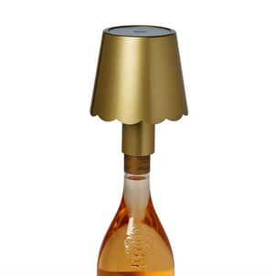 LED Touchable Gold Scalloped Lampshade with Bottle Stopper in Gift Box