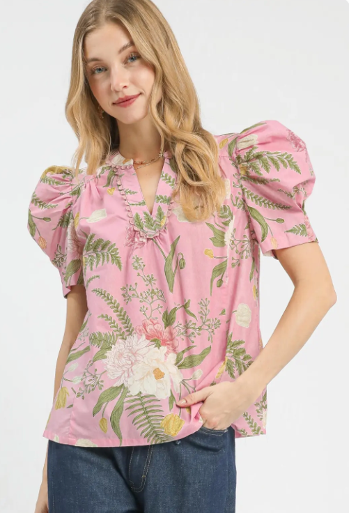 Floral Puff Sleeve Top