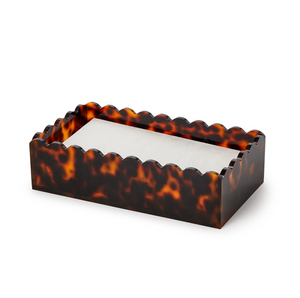 Tortoise Print Scalloped Edge Acrylic Guest Caddy