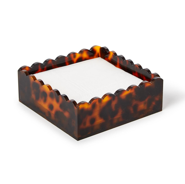 Tortoise Print Scalloped Edge Acrylic Cocktail Caddy