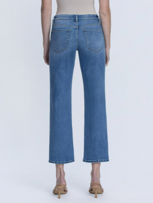 Mid Rise Medium Dark Wash Ankle Straight Jeans