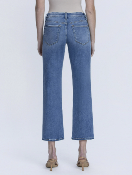 Mid Rise Medium Dark Wash Ankle Straight Jeans
