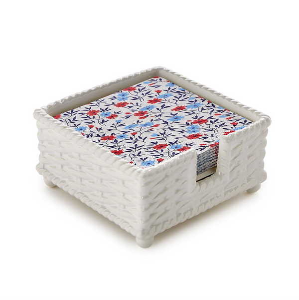 Ceramic Basketweave Cocktail Caddy