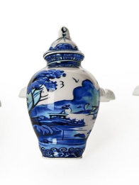 Chinoiserie Blue and White Temple Jar Napkin Ring Holder