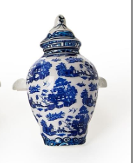 Chinoiserie Blue and White Temple Jar Napkin Ring Holder
