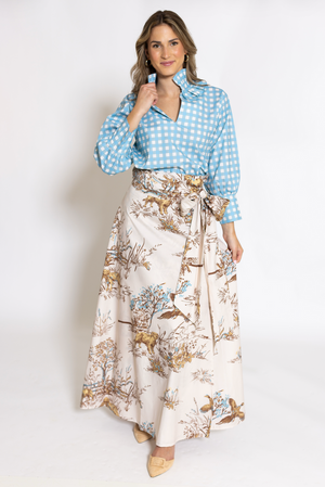 House of MBR Blue Gingham Harper Estate Top
