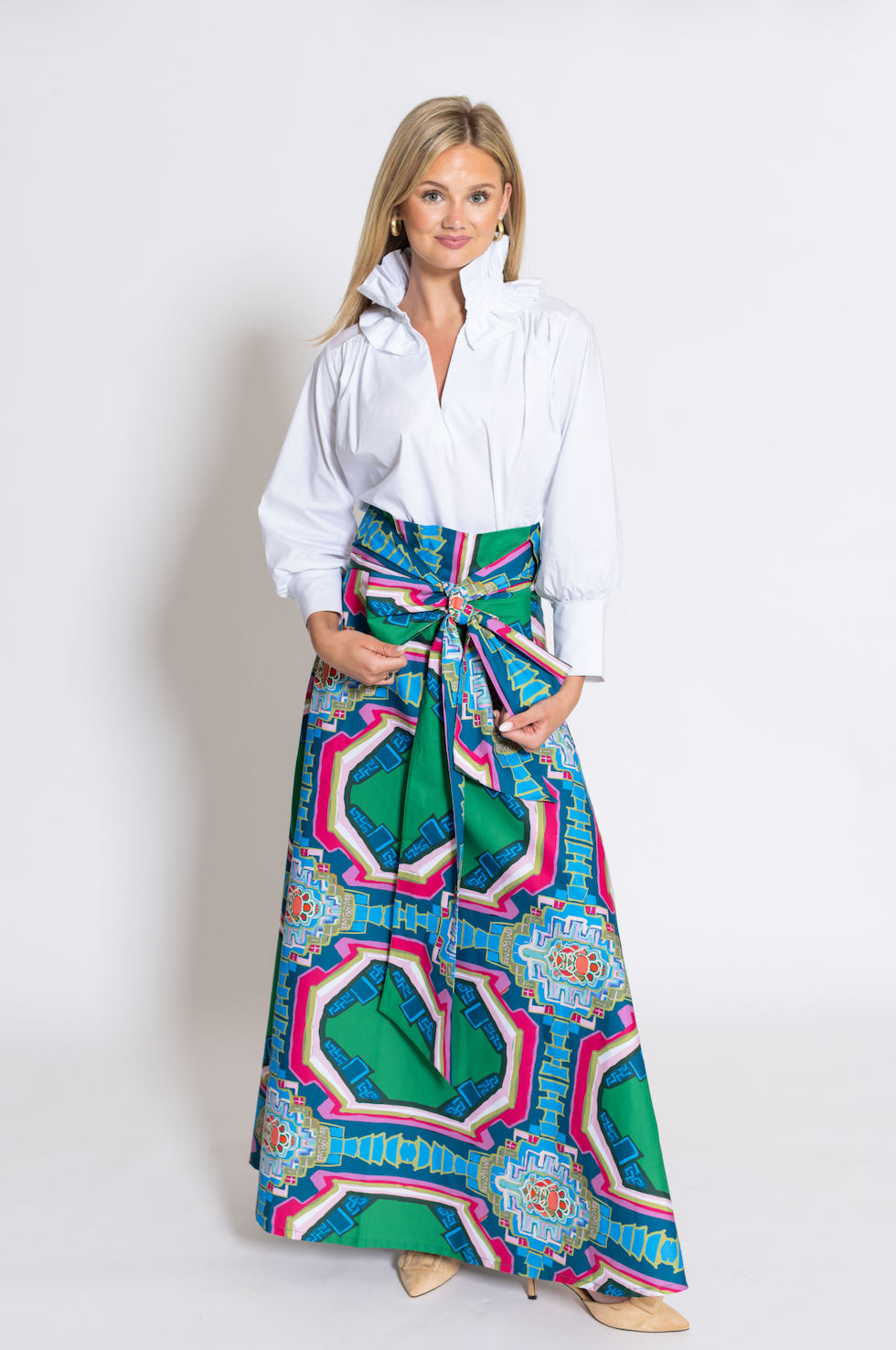 House of MBR Portico Brady Wrap Maxi Skirt