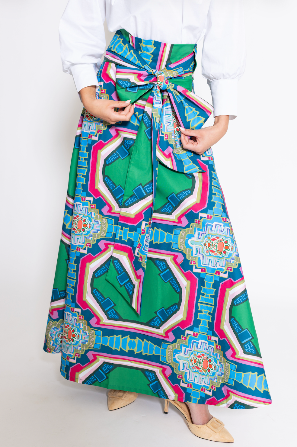 House of MBR Portico Brady Wrap Maxi Skirt