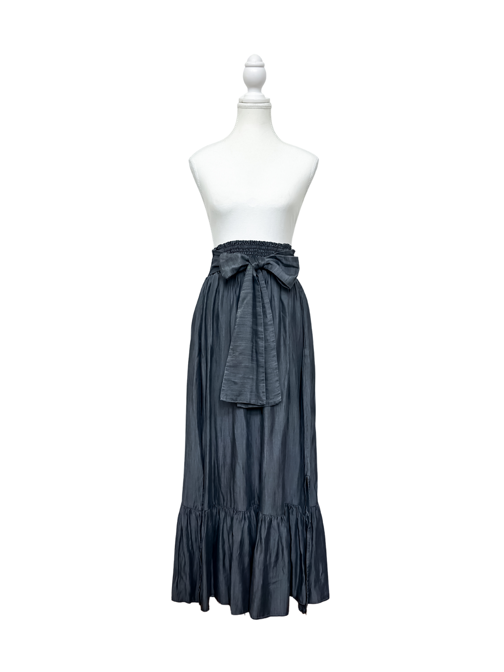 Tie Front Maxi Skirt - Black Denim