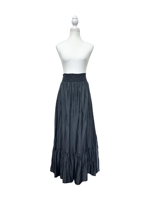Tie Front Maxi Skirt - Black Denim