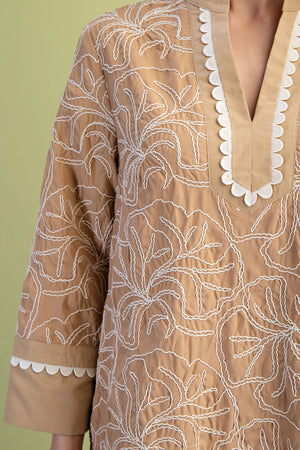 Embroidered Notch Neck Dress