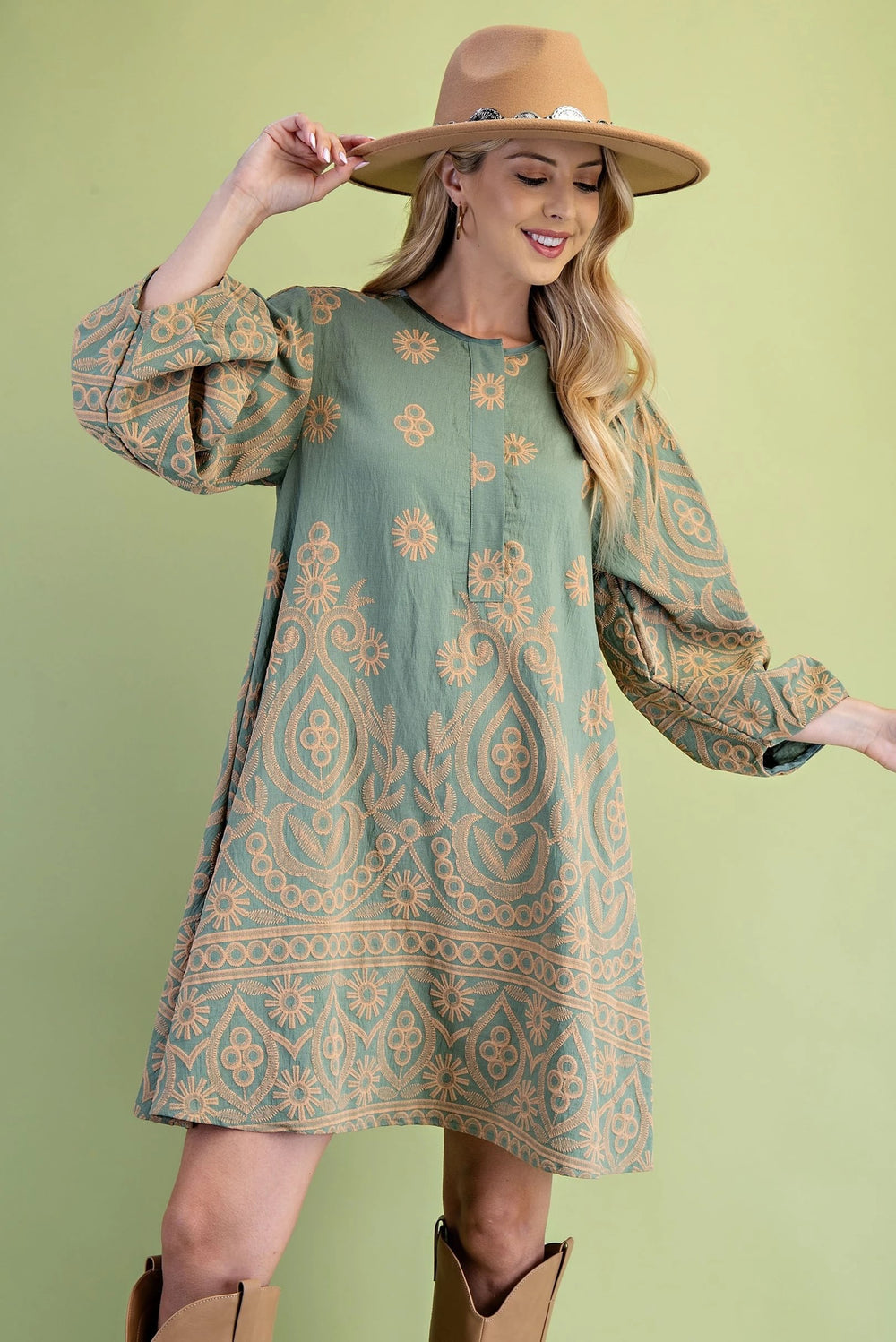 Textured Print Mini Dress