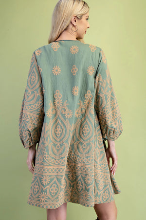 Textured Print Mini Dress