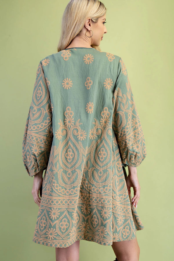 Textured Print Mini Dress