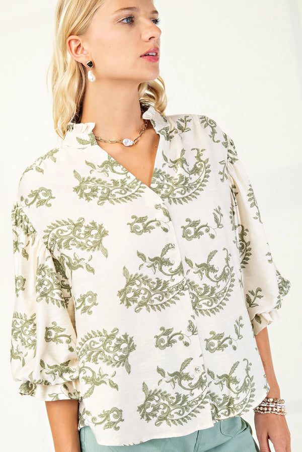 Paisley Button Down Blouse